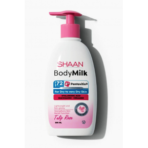 SHAAN BODY MILK TULIP ROSE WITH HYALURONIC ACID , NIACINAMIDE & CERAMIDE FOR DRY TO VERY DRY SKIN 300 ML